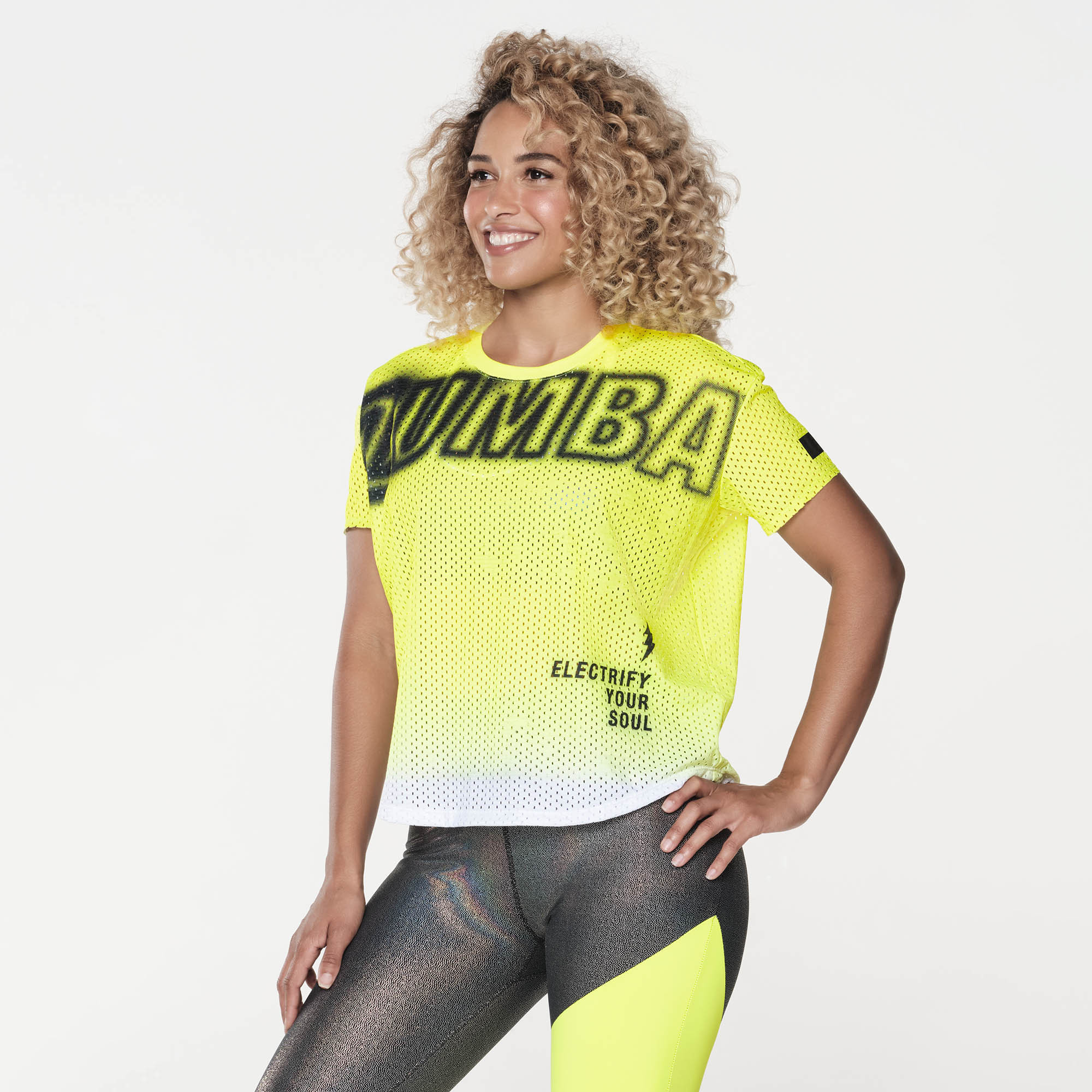 Zumba Wear Europe Website - Zumba Electric Mesh Crew Neck Top